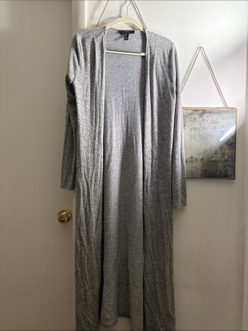 Forever 21 Gray Long Open-Front Cardigan